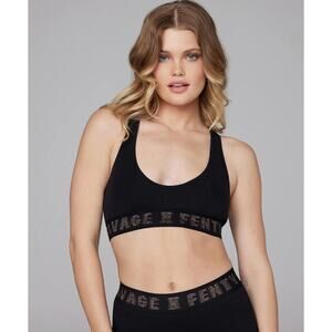 Savage X Fenty Plus Size 2X Scoop Neck Racerback Bralette Black Logo Bra